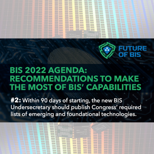 Next Recommendation in BIS Agenda Series: Publish Emerging and Foundational Technology Lists
